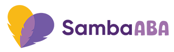 The image features a logo with the text  Sambaba  prominently displayed, accompanied by a graphic element resembling a stylized letter  A  in purple, set against a beige background.